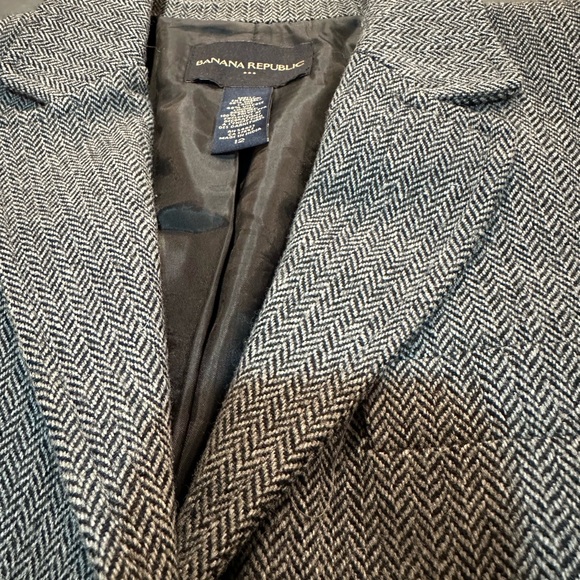 Banana Republic Gray Wool Blazer with Elbow Patches - Picture 2 of 5